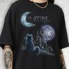 Футболка The Cure в готическом стиле с кошкой, Мистический ведьминский подарок с луной, Винтажная футболка в жанре темного фэнтези