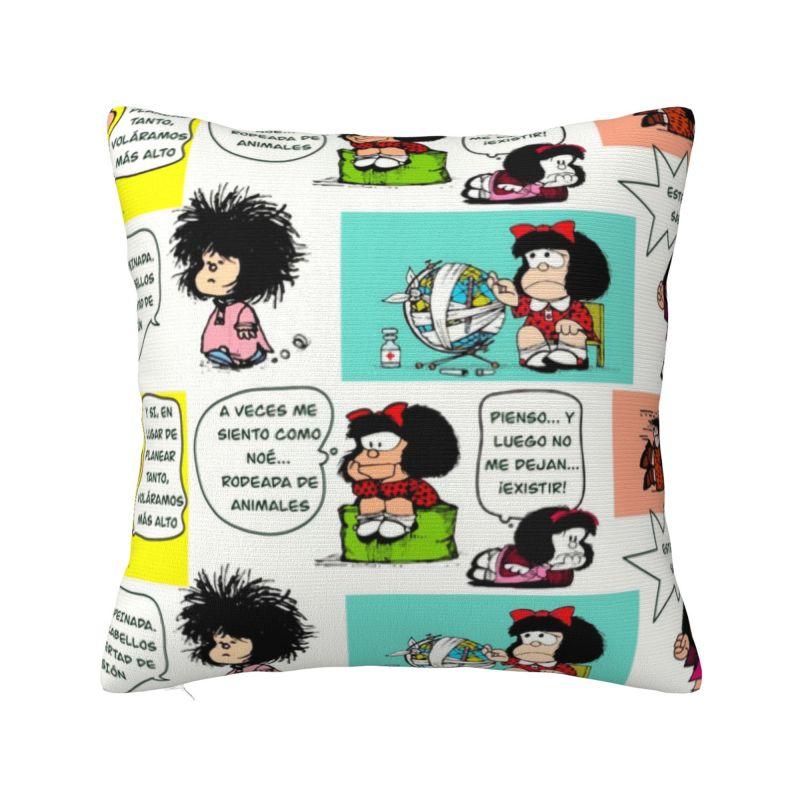 Manga Quino Mafalda Cushion Cover Kawaii Cartoon Velvet Luxury Pillows Living Room Decoration