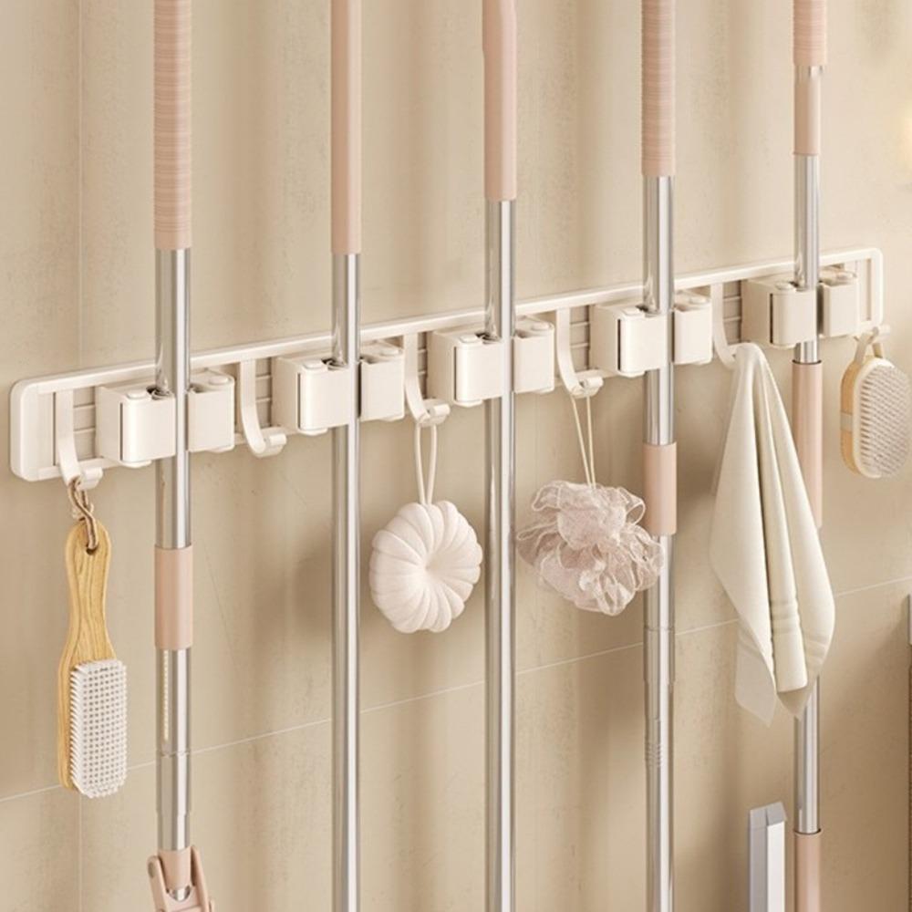 Removable Suction Cup Mop Holder Space Aluminum Mop Broom Holder Broom Hanger Bathroom