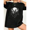 Oversized T Shirt Black Bat And Moon Print For Halloween Party And Casual Wear