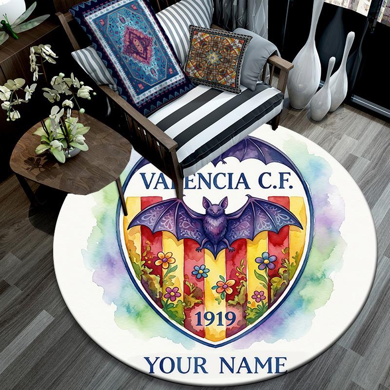Custom Name Valencia CF2 Round Area Rug,Carpet Rug for Living Room Bedroom Sofa Playroom Decor,Non-slip Floor Mat