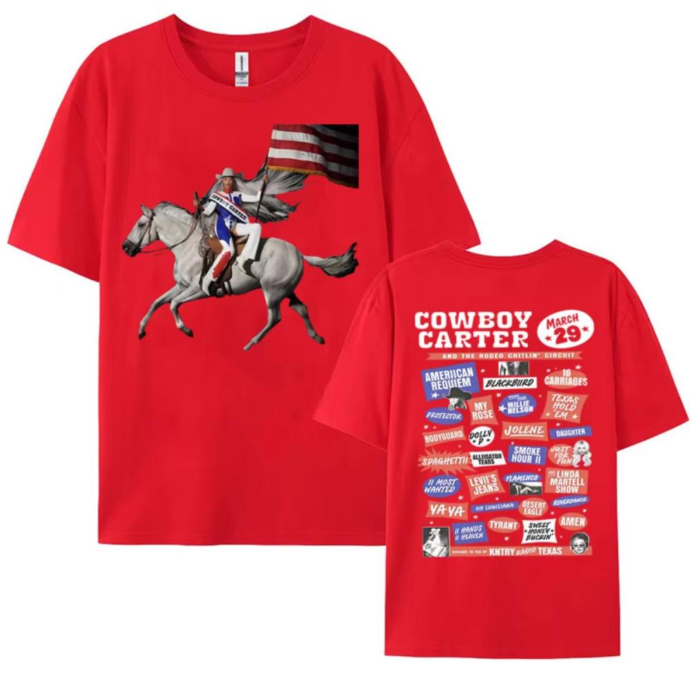 Beyonce Cowboy Carter New Album Tshirts Men Women Vintage Cotton Short Sleeve T Shirt Fashion Clothing Streetwear Girls Tshirt