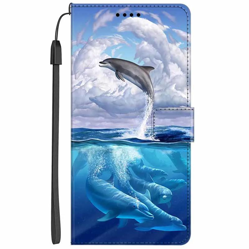 Кожаный чехол-кошелек с рисунком цветка и волка/собаки для Honor X5C Plus, X5C, Magic8 Pro 5G