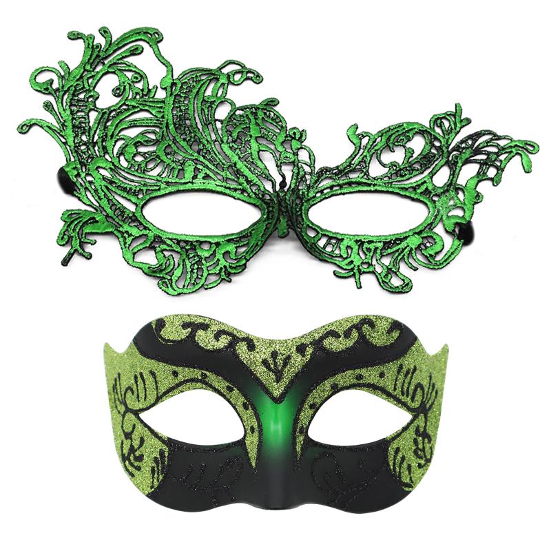 2Pcs Elegant Black Lace Masquerade Mask Set For Couples Perfect For Venetian Party Mardi Gras And Halloween Celebrations