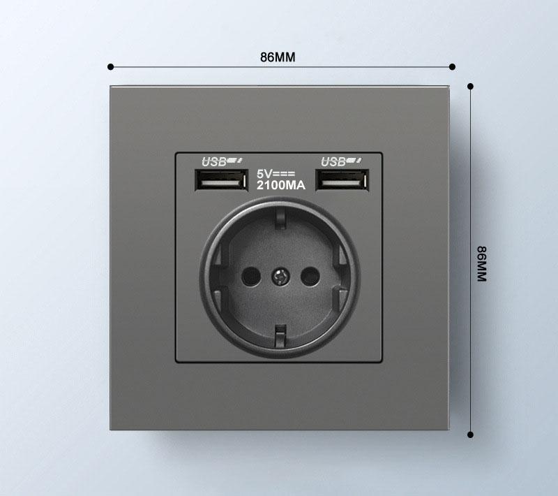 EU Standard Electrical Wall Charger Adapter Charging Wall Germany Plug Socket Power Outlets,16A,PC Panel,Bedroom Socket