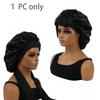 1PC Bowknot Lace Up Satin Bonnet Solid Color Elastic Sleeping Night Cap Lightweight Bath Cap Hair Bonnets For Women Girls Black Leopard Print