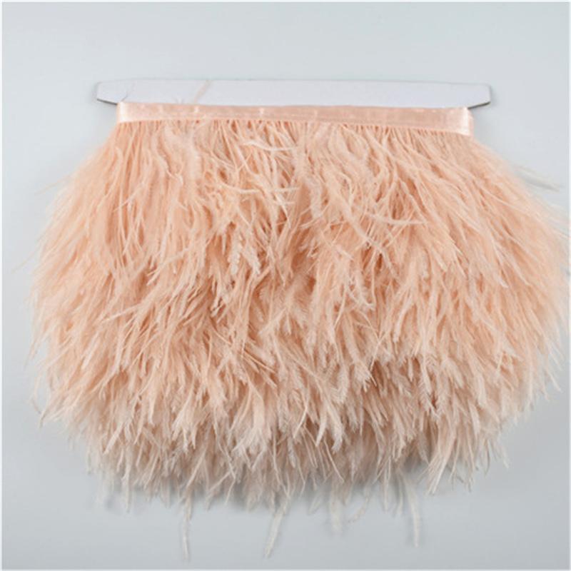 10Meters Colored Ostrich Feathers On Ribbon Trim 8-10Cm Skirt Fringe On Tape Ostrich Feather Trims Sewing Trimmings Decoration