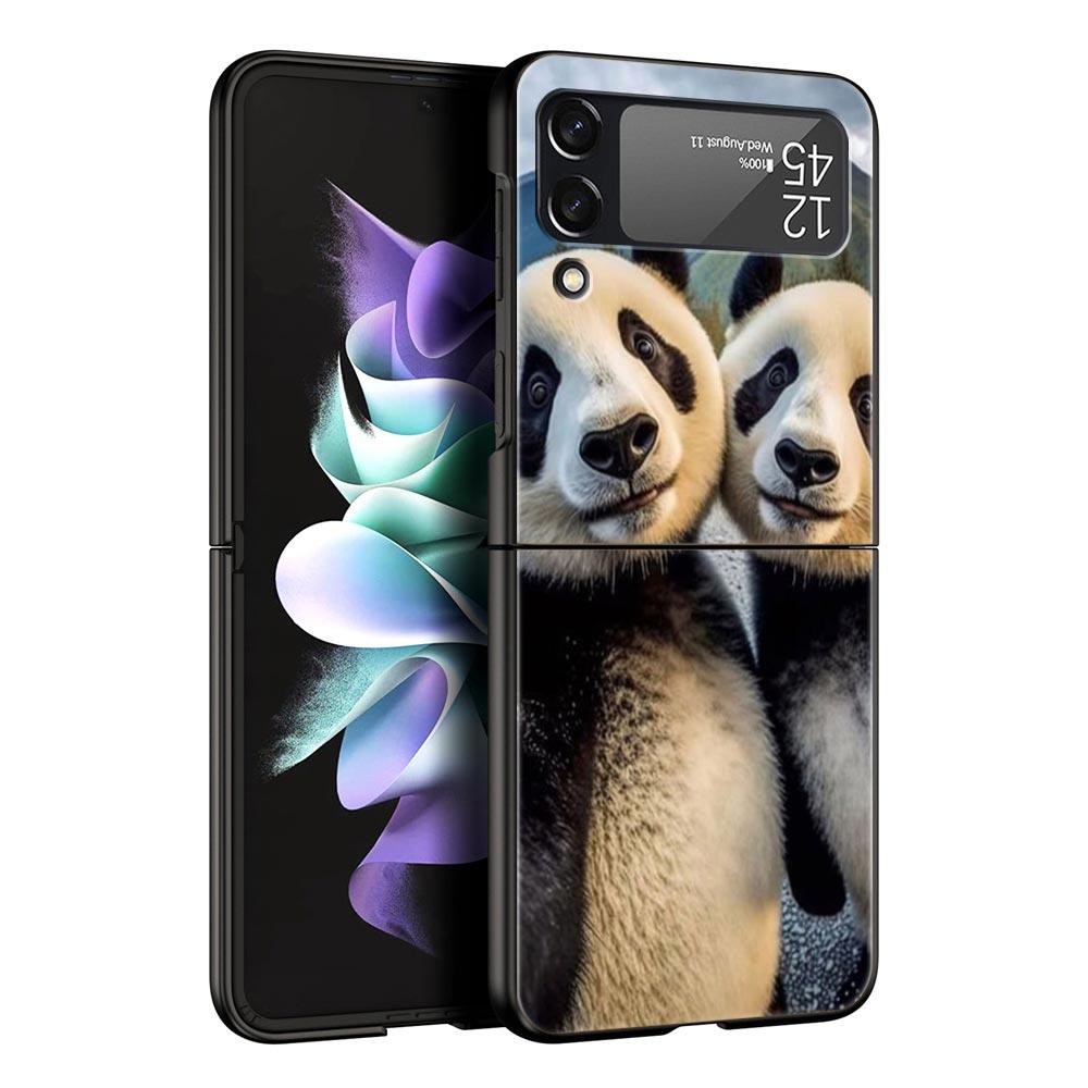 Чехол для телефона с рисунком «Селфи животных» Для Samsung Galaxy Z Flip3 Flip4 Flip5 PC Бамперная оболочка Для Z Flip 3 4 5 Черная Жесткая Складная Крышка