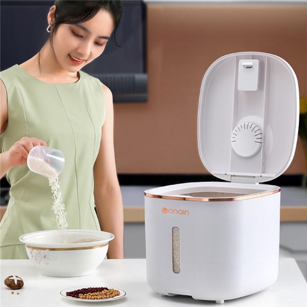 5 кг контейнер для хранения риса с колесом, влагостойкий герметичный дозатор риса, пластиковый контейнер для хранения сыпучих круп, корма для домашних животных