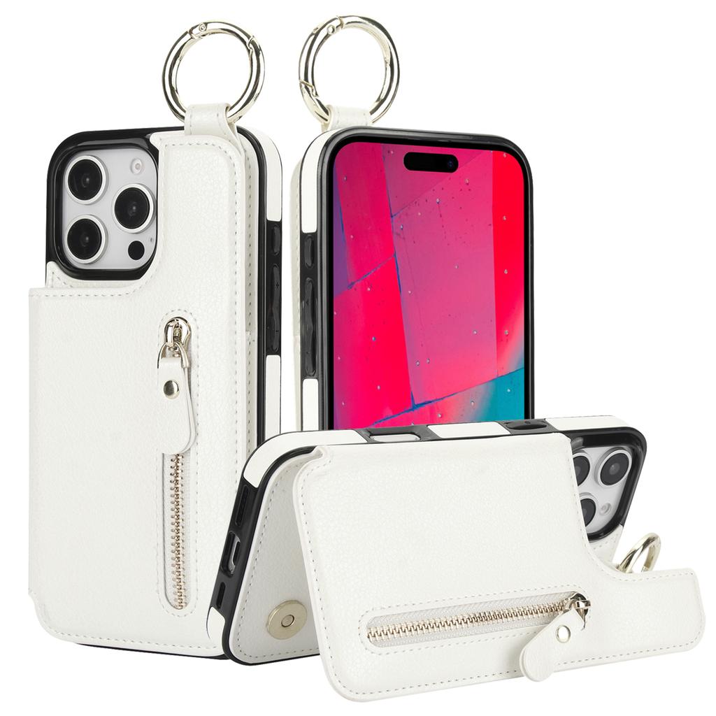 Кошелек на молнии с кольцом для карт, кожаный чехол для iPhone 16, 15, 14, 11, Pro Max, XS, XR, 7, 8, Plus, 13, 12, Mini, защитный чехол