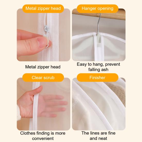 5 шт. чехлы для одежды, пылезащитные, с защитой от насекомых, прозрачные, полностью закрытые, защитные сумки для хранения одежды и пальто