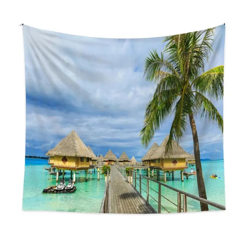 Гостиная Спальня Гобелен Природный Пейзаж Пляжный Принт Узор Модный Домашний Декор Гобелен