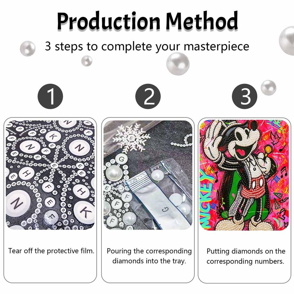 Disney Mickey Mouse pearl painting handmade diy pearl art painting vibrant pop art simple living room hanging painting decoration