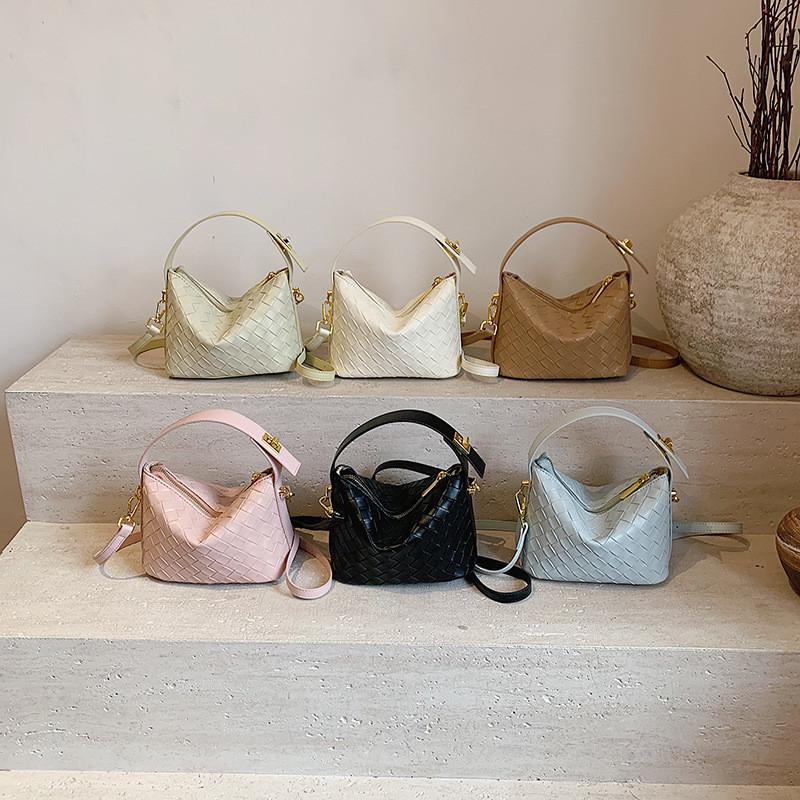 Текстурная плетеная сумка через плечо из искусственной кожи, однотонная женская модная сумка