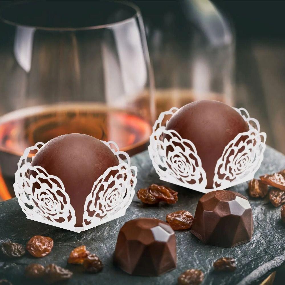 50pcs Hollow-Out Chocolate Candy Cups Chocolate Packing Truffle Wrappers Wrapping Paper Wedding