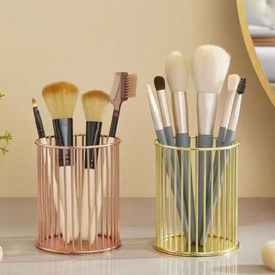 yangyizhi Metal Pen Holder, Nordic Desk Organizer for Makeup Brushes, Anti-Rust Multifunctional Storage Basket Pencils Office Supplies
