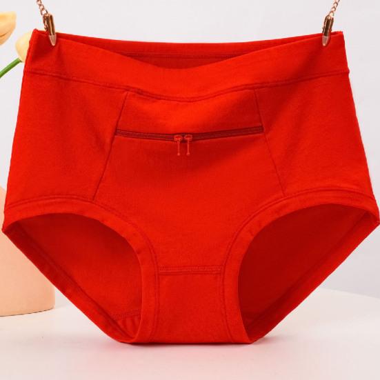 Женское нижнее белье, противоугонные трусики с карманом на молнии и высокой талией, бесшовные эластичные дышащие хлопковые трусы для мамы и бабушки среднего возраста, трусы