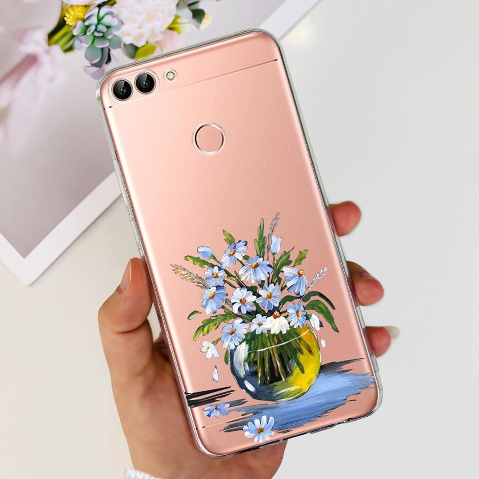 For Huawei P Smart Case FIG-LX1 FIG-LX2 FIG-LX3 Back Cover Fashion Flower Marble Clear Silicone Soft Funda For PSmart 2018 Coque