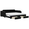 Extendable Daybed with Drawers Black 90x190 cm Fabric