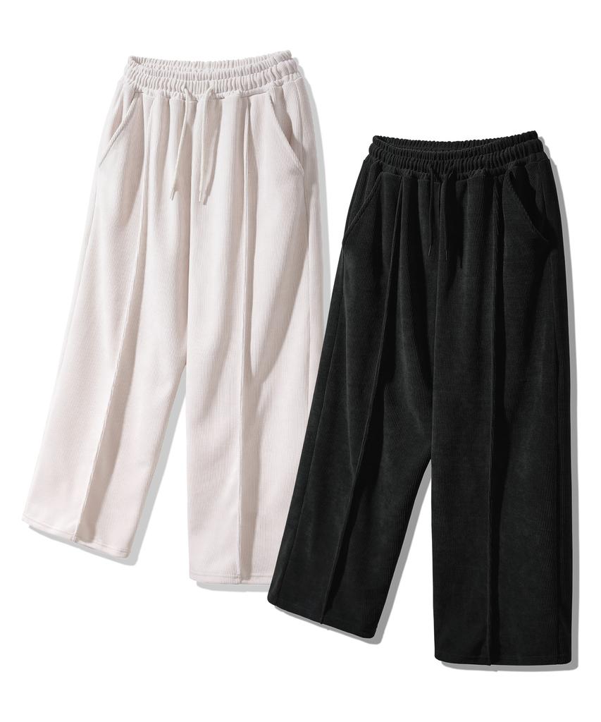 ALVINCLO [2Pack] Cozy Velour Pintuck Wide Pants 2-Piece Package