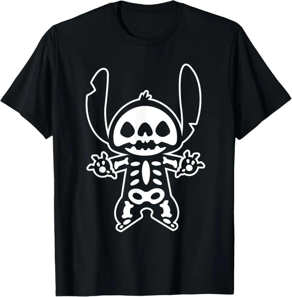 New Stitch Halloween Skeleton Fashion Casual T-Shirt S-4XL Four Seasons Unisex