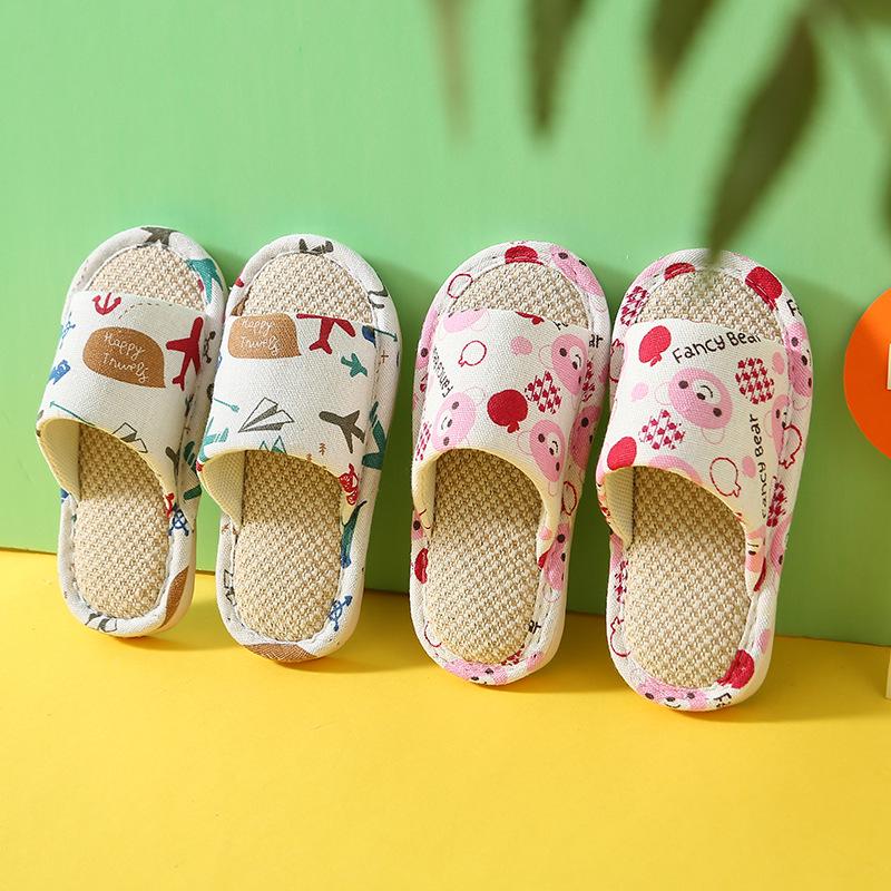 Kids' Soft, Non-Slip Indoor Slippers - Linen and Cotton for Spring & Summer