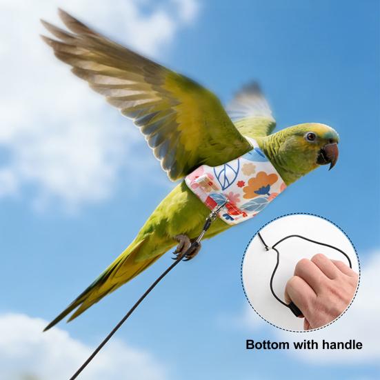 Полетный костюм для попугая с цветочным узором, шлейка для птицы, одежда для попугая с поводком для безопасных прогулок на улице, для какаду, неразлучников
