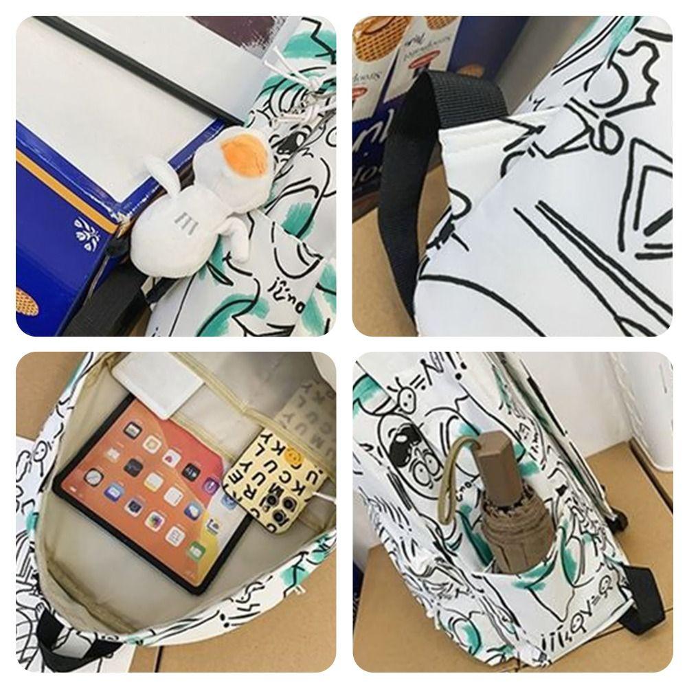 New Fashion Large Capacity Backpack Graffiti Trend Korean Style Schoolbag Ultra-light Travel Knapsacks