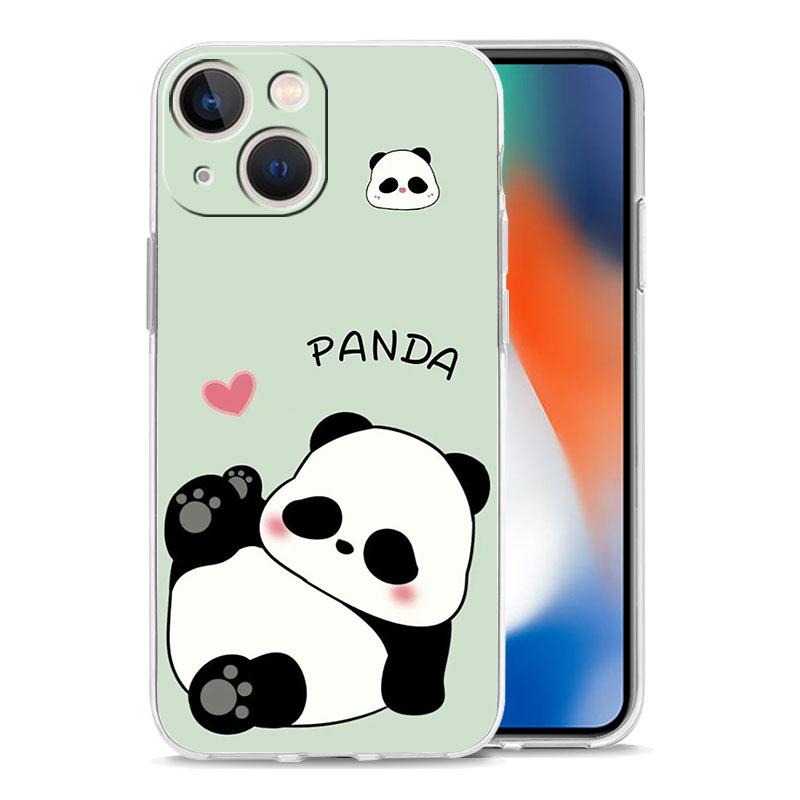 Чехол для телефона iPhone 17 Чехлы iPhone Air 16 15 12 13 14 Pro Max 7 8 Plus 16Pro iPhone11 Прозрачный Мягкий Чехол Мультяшный панда
