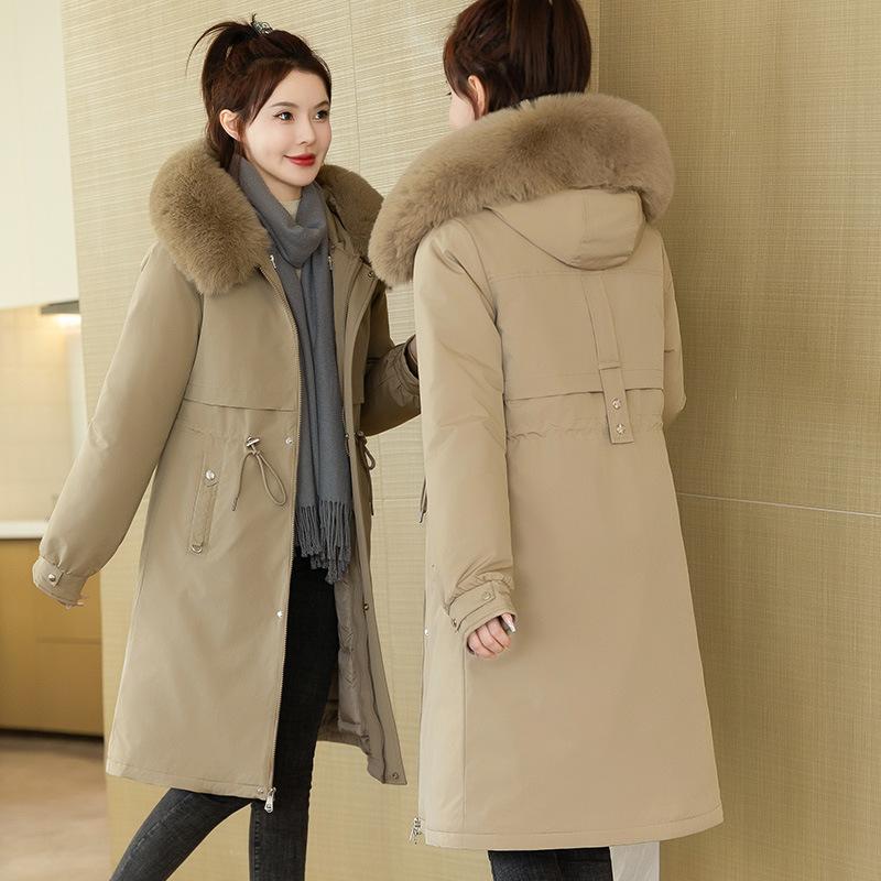 Живое лицо съемное одно платье три наряда женская средняя и длинная хлопковая одежда талия хлопковая куртка зимнее утолщенное хлопковое пальто