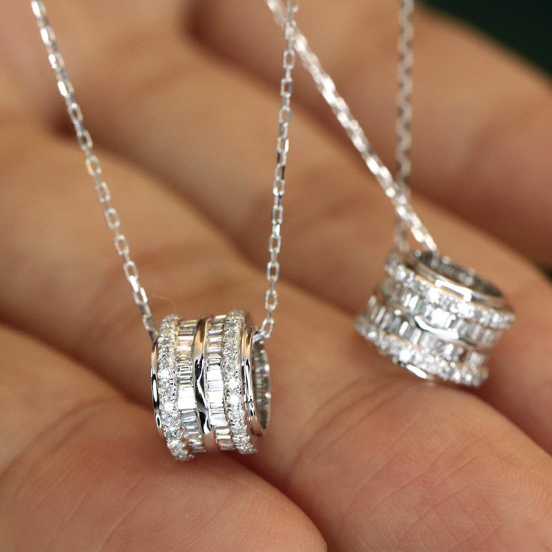 Xiaomi Huitan Geometric Circular Pendant Necklace for Women Classic Full Cubic Zirconia Silver Color Party Versatile Daily Lady Jewelry