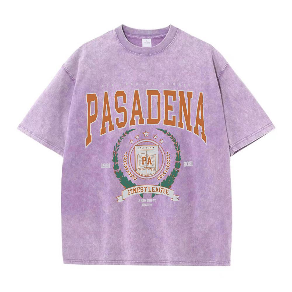 Летние женские хлопковые стираные футболки с принтом Pasadena Finest League, свободные потертые топы с круглым вырезом, уличная одежда