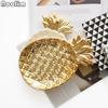 Gold Plated Pineapple Ceramic Storage Plate Snack Plates Dessert Jewelry Dish Make Up Tray