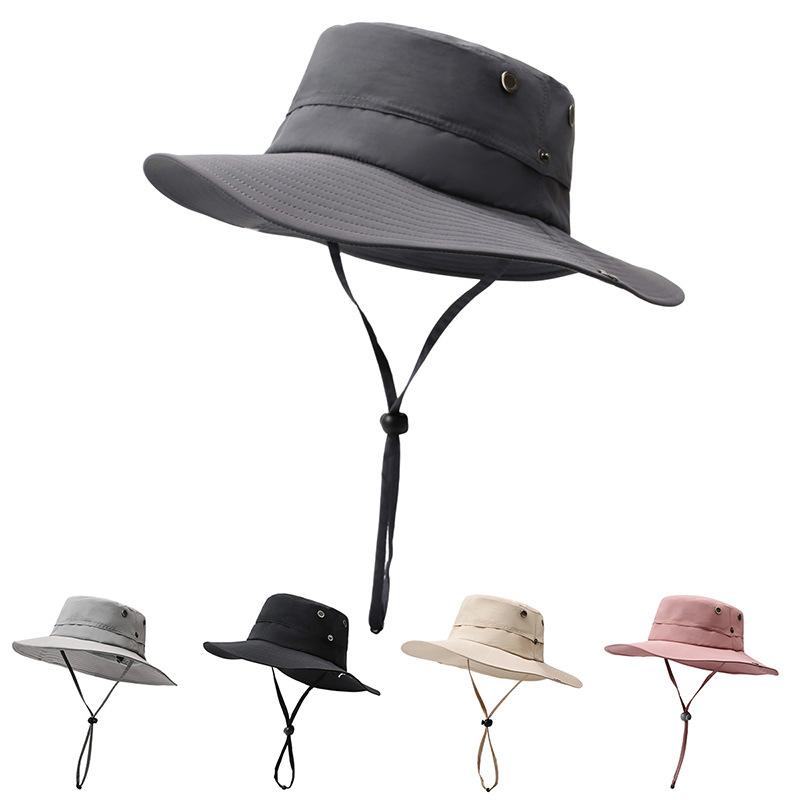 Quick drying breathable big edge visor hat men and women hiking camping bucket hat outdoor fishing western cowboy hat