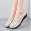 Women's Flats Loafers Soft Leather Driving Shoes Comfort Casual Embroidery Slip On Walking Minimalist Hollow Moccasins for Mother
