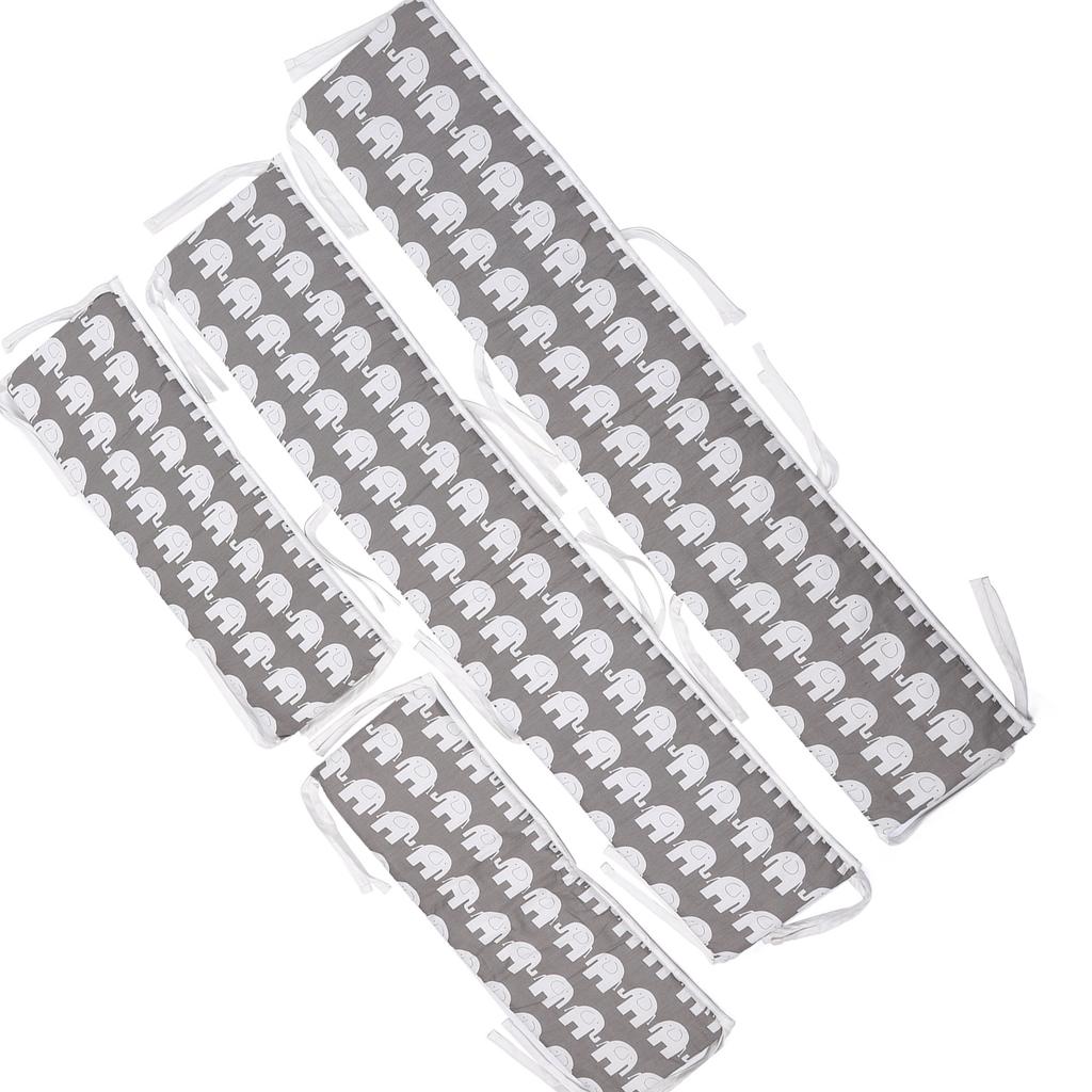 4pcs Crib Liner Anti Collision Soft Detachable Cotton Safe Breathable Safety Crib Liner for Full