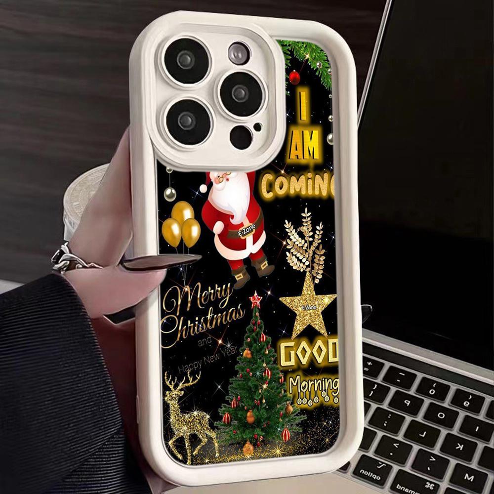 N108 Happy New Year Christmas Desig Soft Angel Eyes Phone Cases for Samsung S23 S24 Ultra S21FE A54 A34 A13 A14 A06 A24 Realme12 OPPO Shockproof Cover