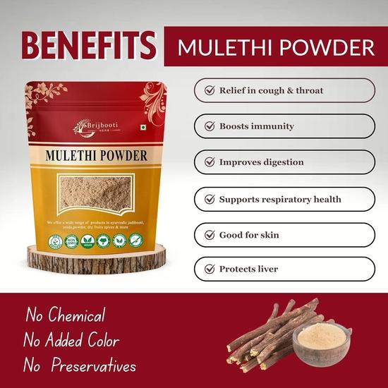 Brijbooti Mulethi Powder for Skin Care -(200 Gr) | Yashtimadhu | Liquorice | Glycyrrhiza glabra | Skin Glowing | Jeshthamadh |