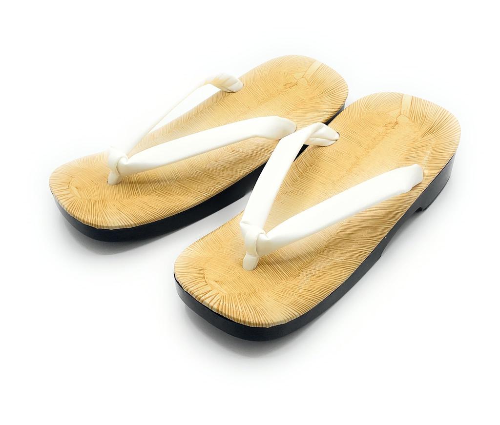 Kimono Made in Japan Geta Sandals with Urethane Soles Suitable for and Size L [Asakusa Market] Men's [White Straps], Men, Priests, Temples, Shrines,
