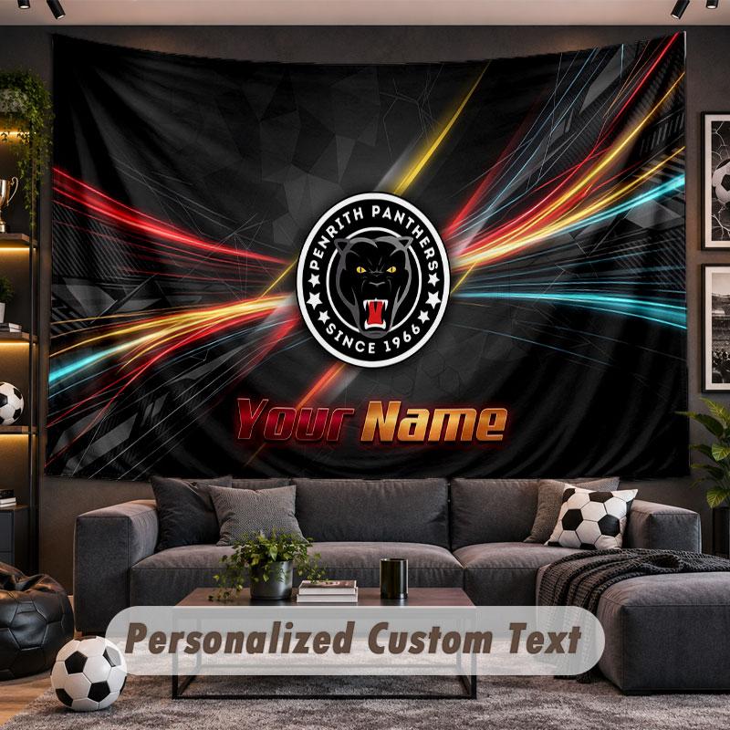 Wall Hanging Tapestry Custom NamePenrith Panthers Pattern Personalized Printed Fabric Wall Decor