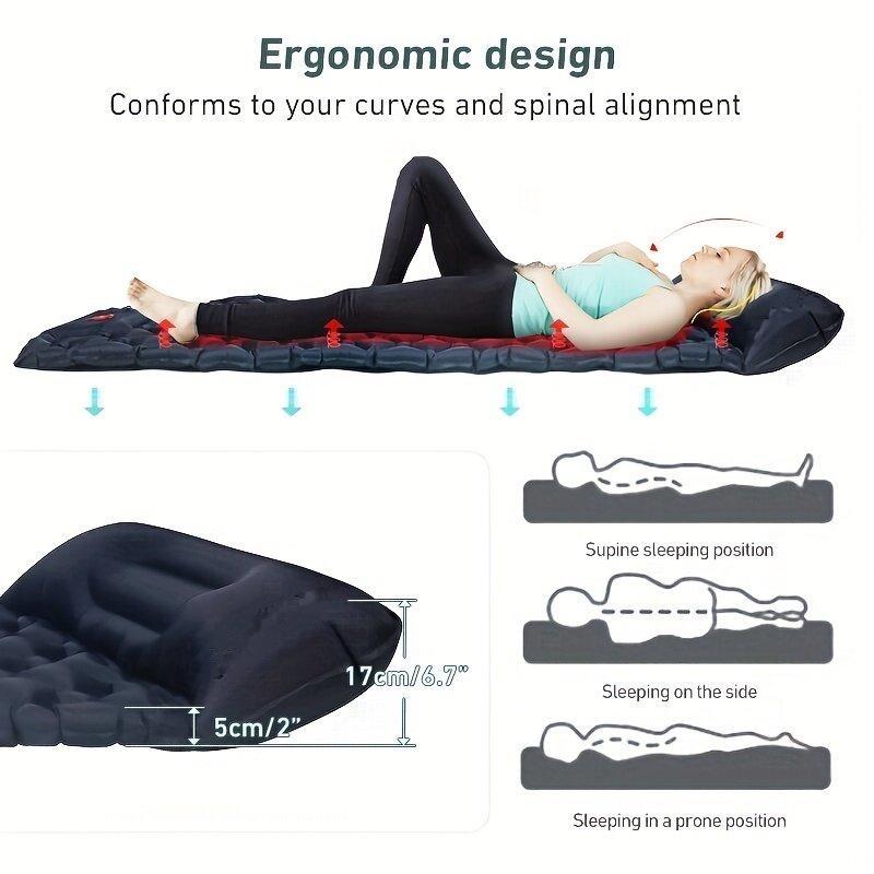 Легкий надувной спальный коврик, матрас с подушкой для комфортного похода, кемпинга, компактный надувной матрас для сна