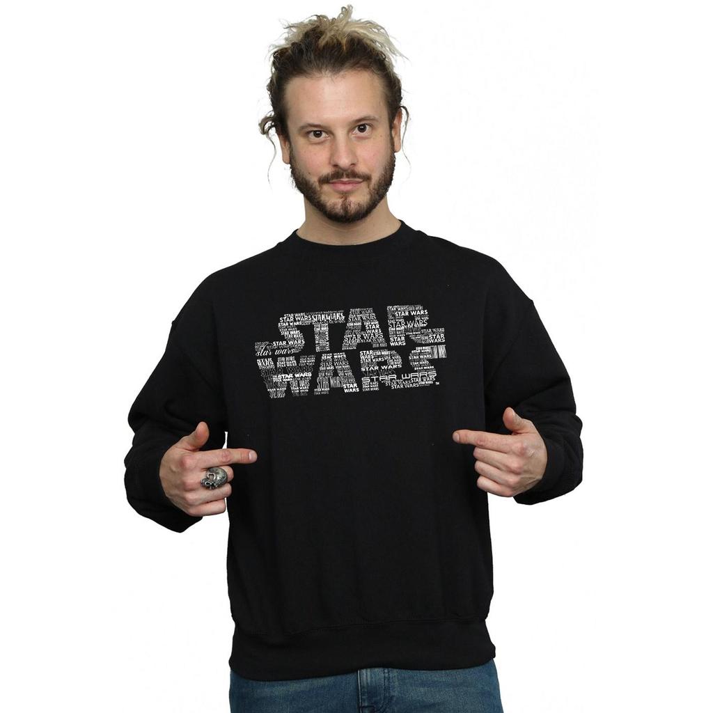Star Wars Mens Repeat Text Logo Sweatshirt