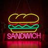 Burger and Sandwich Neon Sign Hamburger Shop LED Neon Light Fast Food Business Signs for Restaurant Kitchen Party Dimmable Light