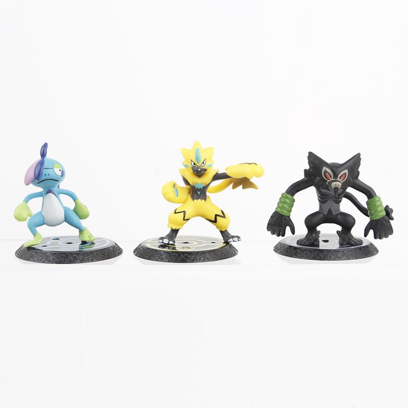6pcs/set Pokemon Mega Greninja Zeraora Scorbunny Zarude Drizzile Figure Toys 7cm