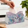 Чехол для коробки салфеток из искусственной кожи, Набор для DIY-рисования алмазной мозаикой, Держатель-чехол для настольного домашнего декора, Поделка с вышивкой 5D стразами для офиса, автомобиля