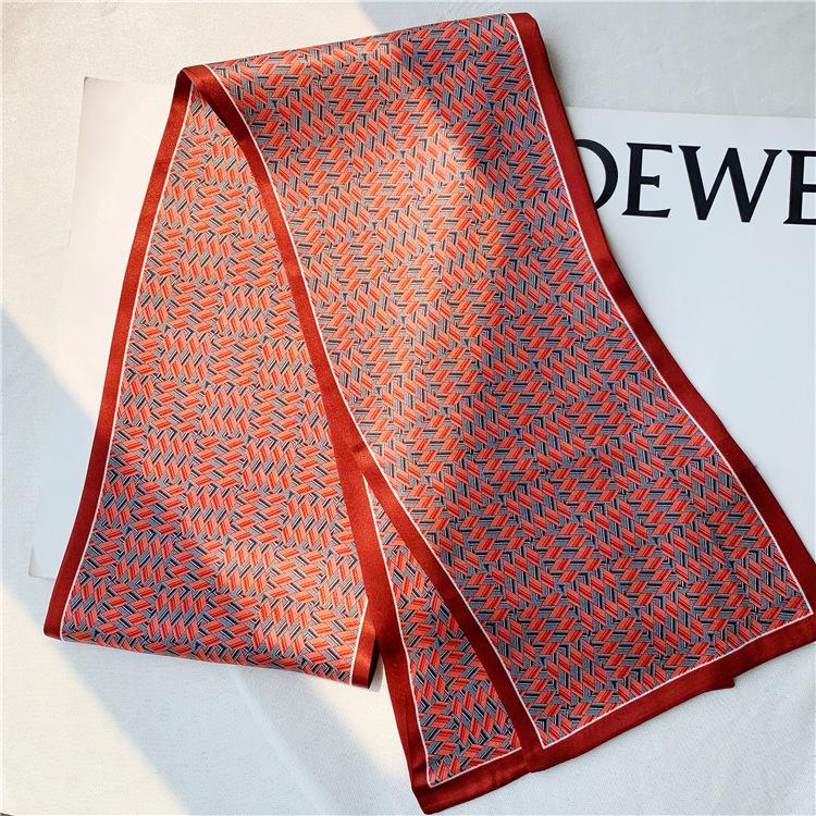 Charming Burgundy Mulberry Silk Scarf, Autumn And Winter Foreign Versatile Double-Sided Silk Scarf, Thin Streamer