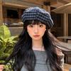 Retro Literary Plaid Beret Women's Autumn and Winter New Versatile Face-showing Small Octagonal Hat Temperament Painter Hat Pumpkin Hat