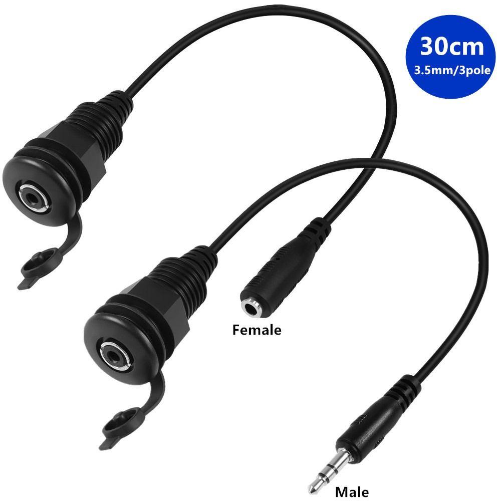Dustproof Stereo Adapter Cable 3.5mm TRS Plug Panel Mount Adapter Cable Audio Panel Installation