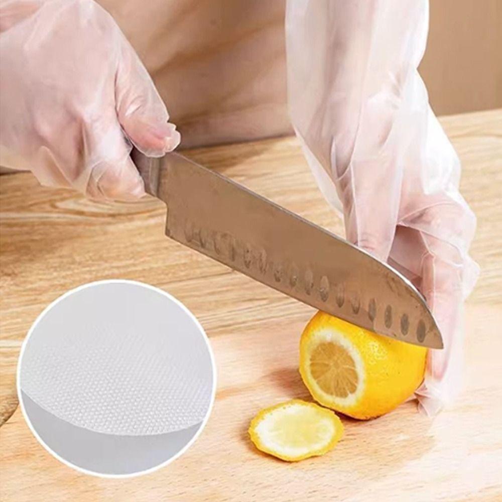 Transparent Disposable Hand Sleeves Non-Slip Cleaning Long Gloves Disposable Gloves  for Kitchen