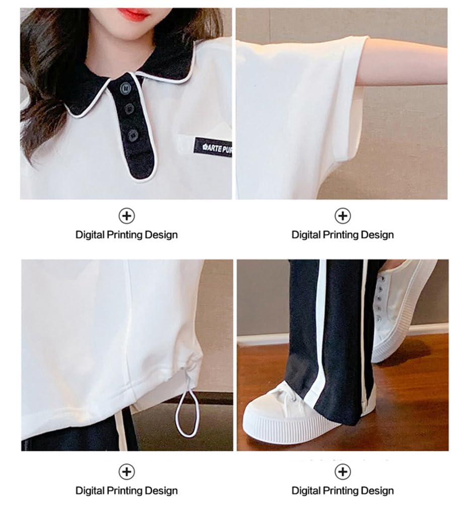 2 предмета для девочек, спортивный топ и низ с коротким рукавом для детей 120 130 140 150 160, летний топ и низ, симпатичный комплект из топа и низа [KOSIKINI] для детей